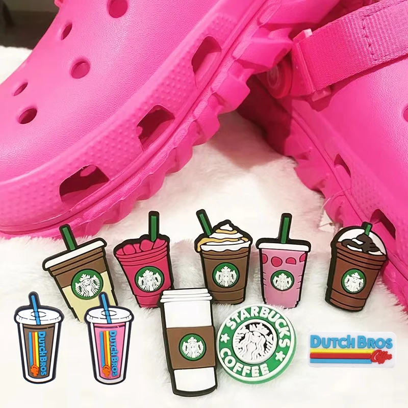 

2021 Coffee Cup Soft PVC shoe charms Cartoon PVC Shoe Charm for gift Clog charm amazon, As picture