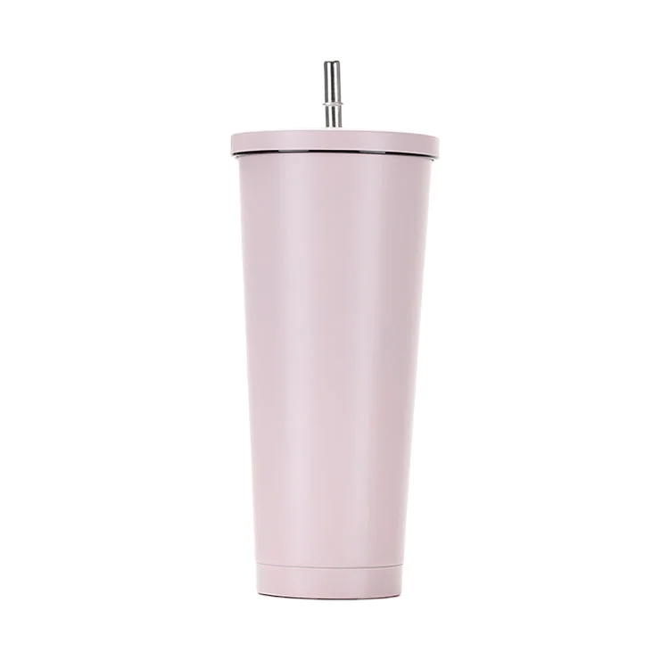 

wholesale double wall stainless steel tumbler with lid and straw coffee cups vacuum flasks, Black, white, green and custom color