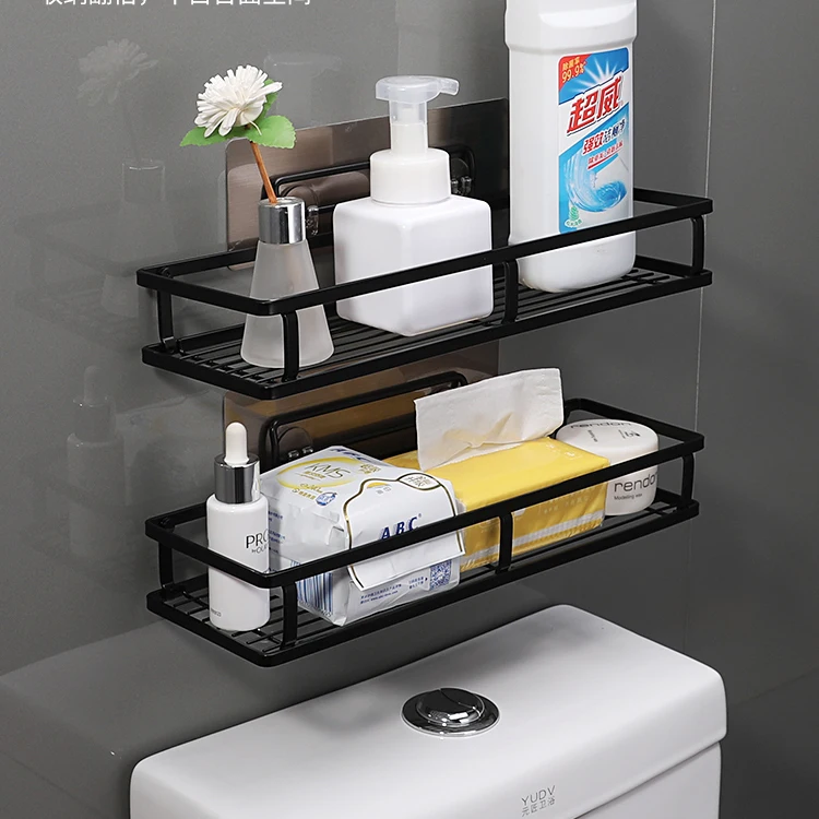 

Home free standing cabinet corner shelves black metal bathroom wall storage rack wall Mounted warehouse shower shelf, White