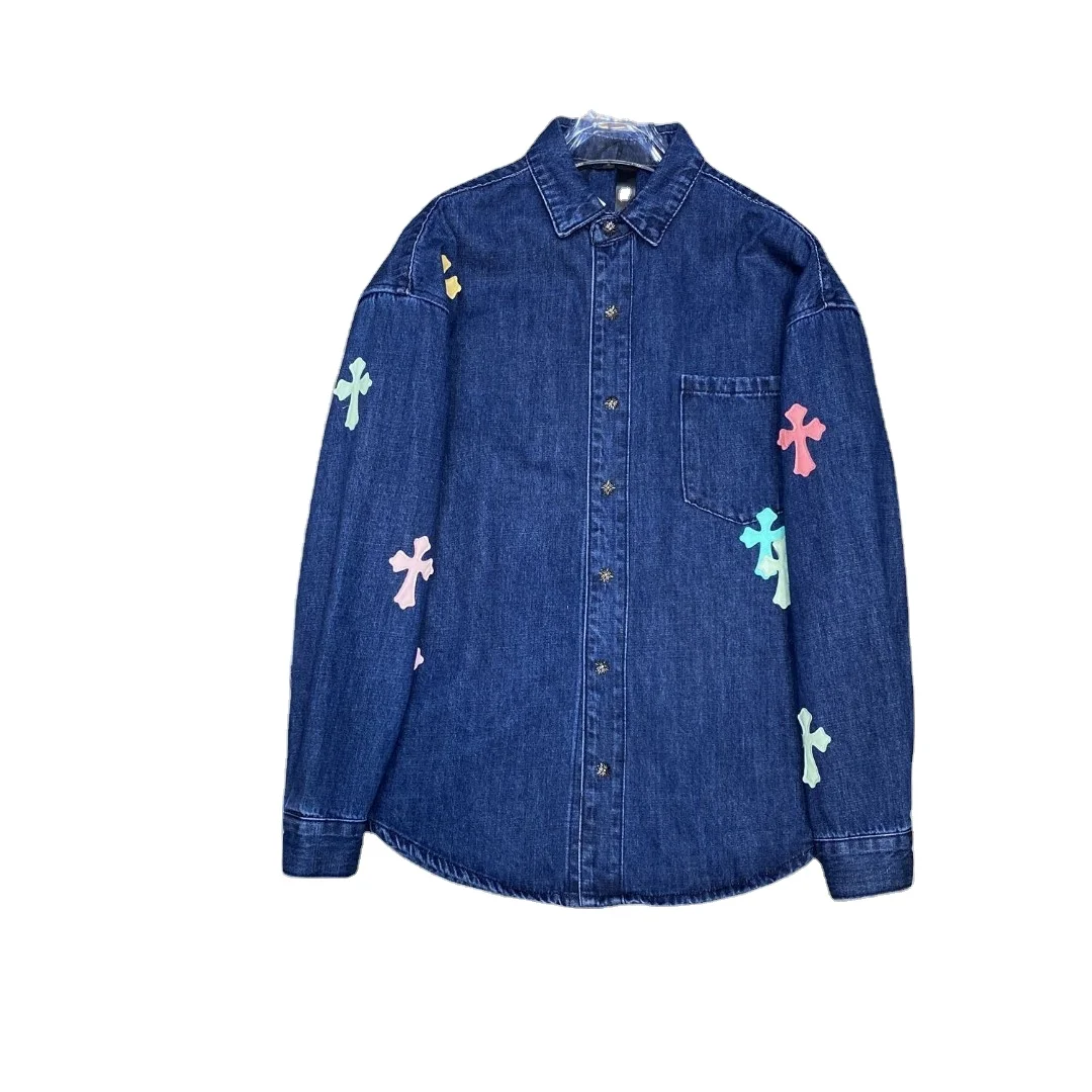 

IHJ6576 2021 autumn and winter designer shirts cowboy shirt embroidered 100 cotton jeans shirt for men