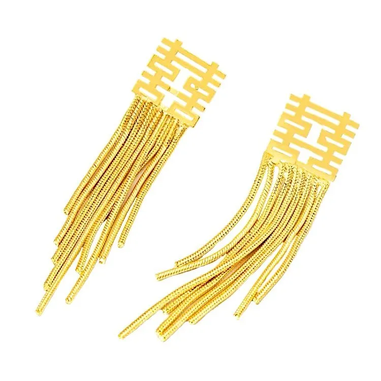 

Gold Plated Double Happiness Earrings Vacuum Plating Earrings Exquisite Craftsmanship Gold Wedding Jewelry