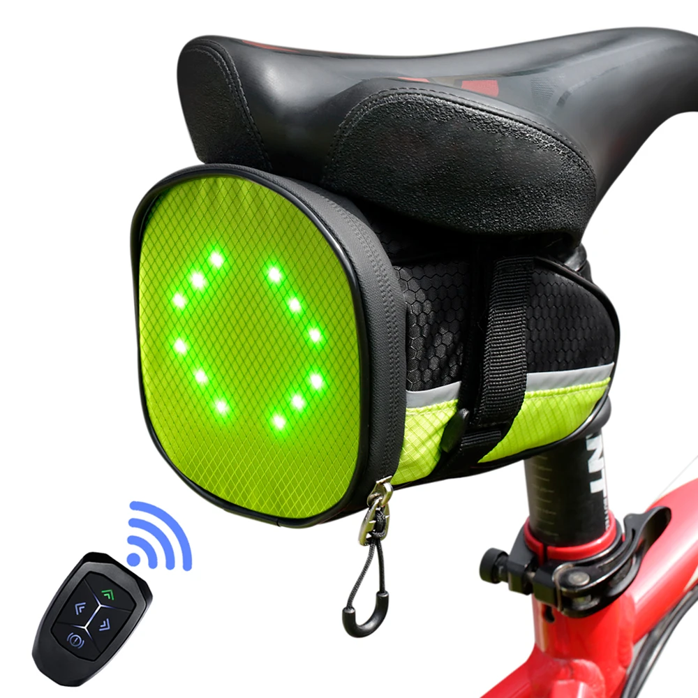 

Wireless control led warning turn signals indicator bike cycling saddle bag pack tail bag vest with led light, Customized