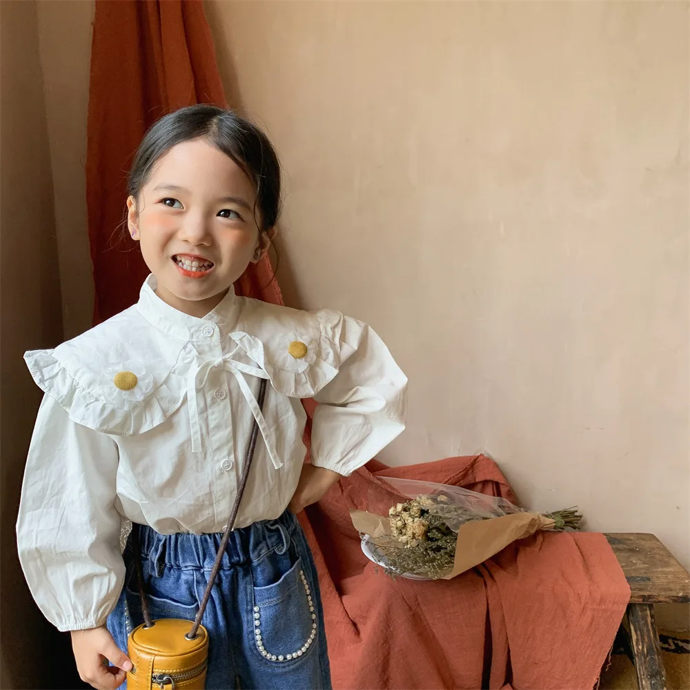 

autumn new arrival toddler little girls blouse puff long sleeve ruffles collar casual infant kids children clothing MK0802033