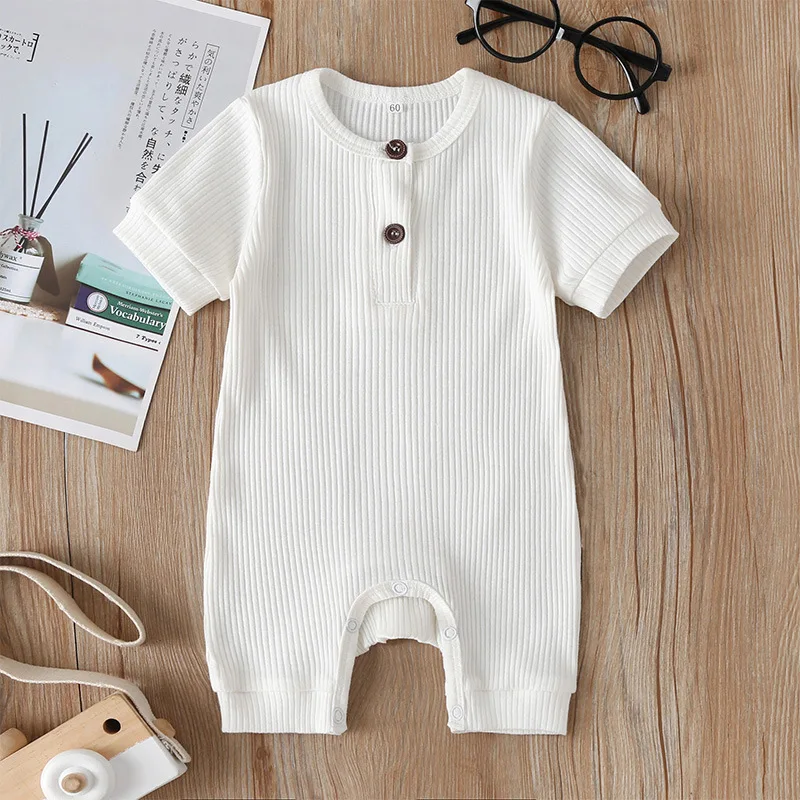 

Infant Toddler Waffle stripes knit cotton pink grey baby romper long sleeve set baby boy Girls jumpsuits blank baby clothes, White, sky blue, turquoise, yellow, black, gray, army green, pink