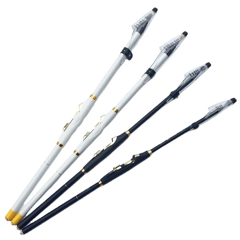 

Telescopic Spinning Fishing Rods Fishing Gear Hard Carbon Fiber Rock Hand Pole Fish Tackle Black/White Rod