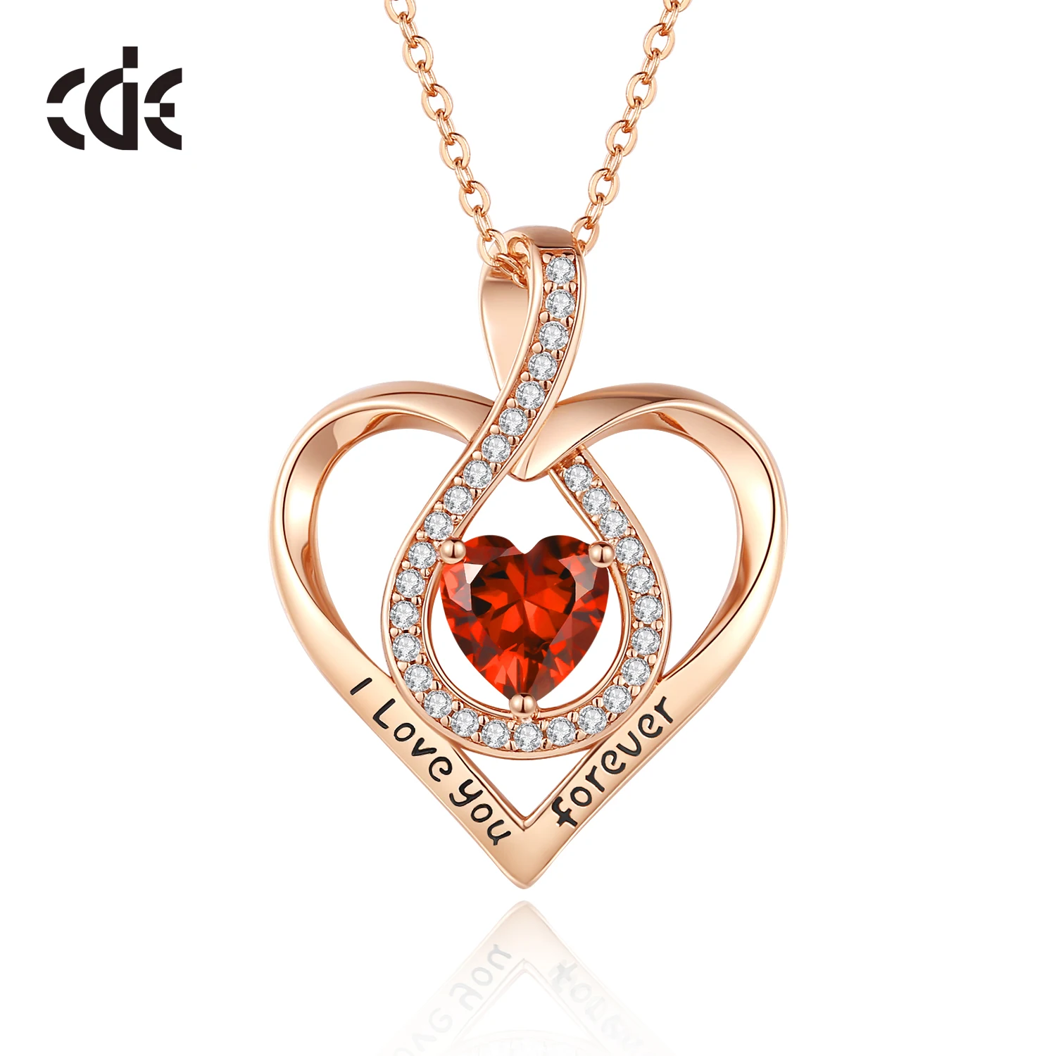 

CDE YN1170 Fine Jewelry 925 Sterling Silver Birthstone Necklace Flower & Heart-Shaped 5A Zirconia Heart Necklace DIY 2023