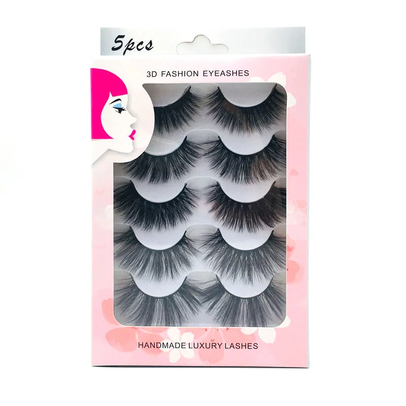

private label High quality 5d Fake Cotton Band Silk Strip lashes, Natural black