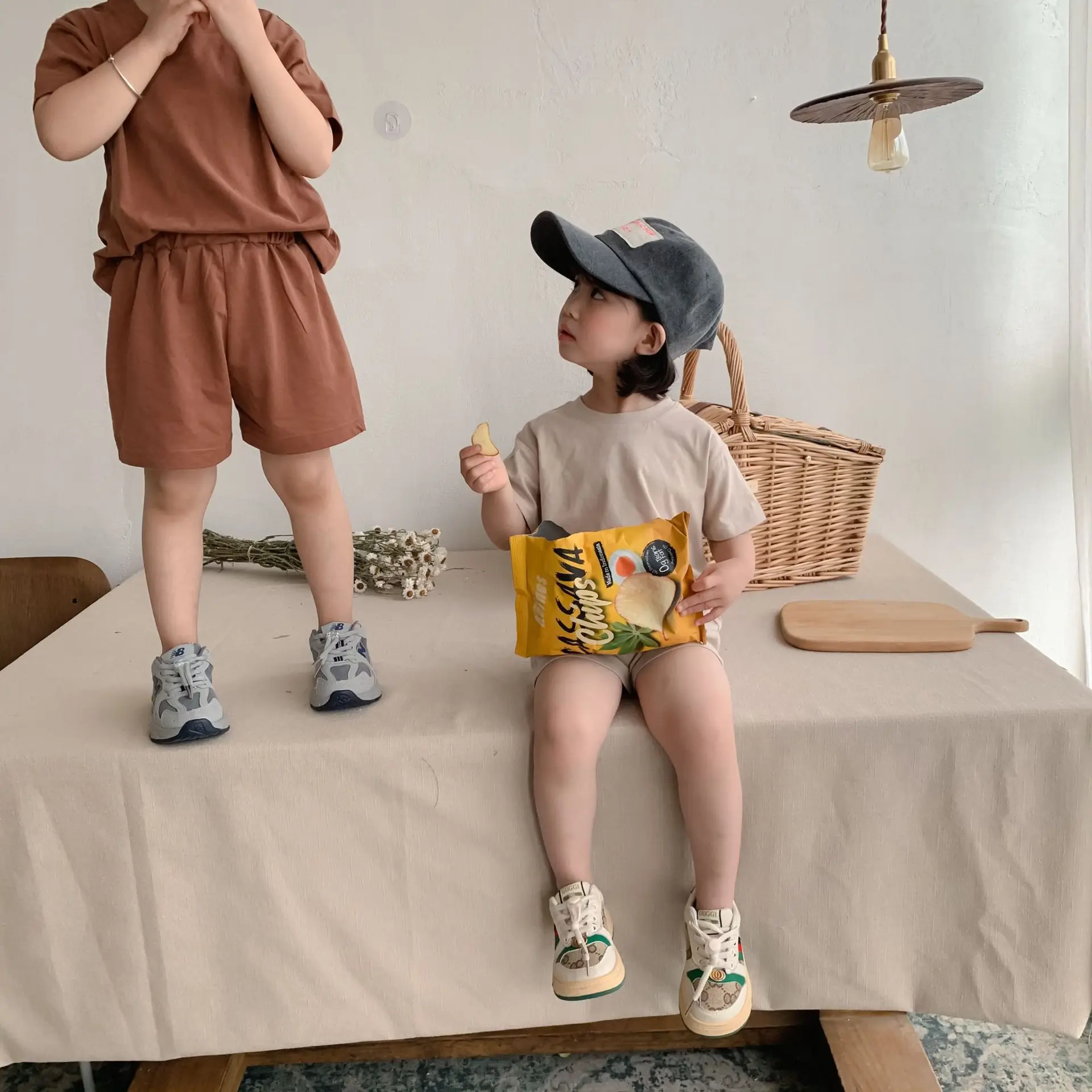 

kids summer clothing 2021boys and girls sets solid color sets bedroom sets