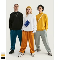 

2019 Streetwear Homme Oversized Men Sweatshirt With High Neck In Solid Color Loose Fit Mens Sweatshirt 50% Cotton Fleece Autumn