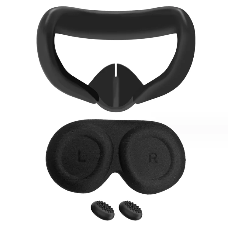 

3 in 1 Set Silicone Cover For Meta Quest3 VR Headset With Thumb Grips Silicone Mask Face Case Lens Protective Cover