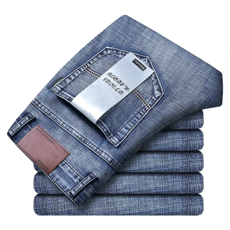 

Hot summer denim men's jeans Denim men's slim slim cotton pants fashion blue denim men's jeans plus size pants