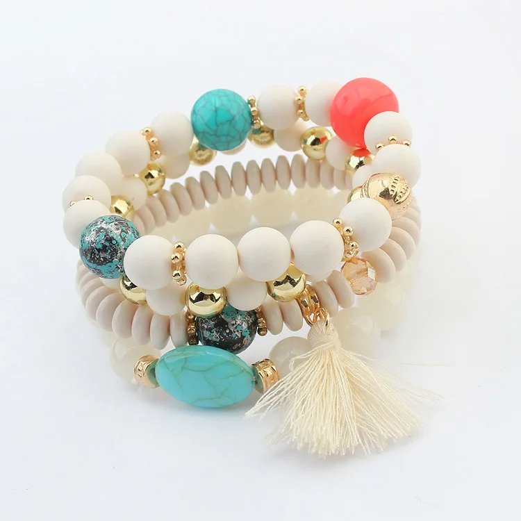 

Artilady vintage jewelry handmade boho bracelet bead resin bracelets set for women