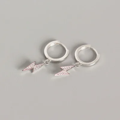 

Exquisite Round Circle Micro CZ Paved Lightning Drop Earrings S925 Crystal Lightning Circle Clip On Earrings for Women