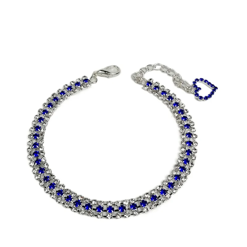 

Wholesale 3 Row Rhinestone Dog Cat Necklace Pet Collar Heart-shaped Pendant Pet Jewelry