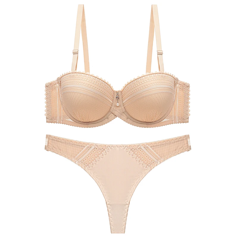 

New Design Bra and Thong set Push Up Half Cup Sexy Lace Bra Set