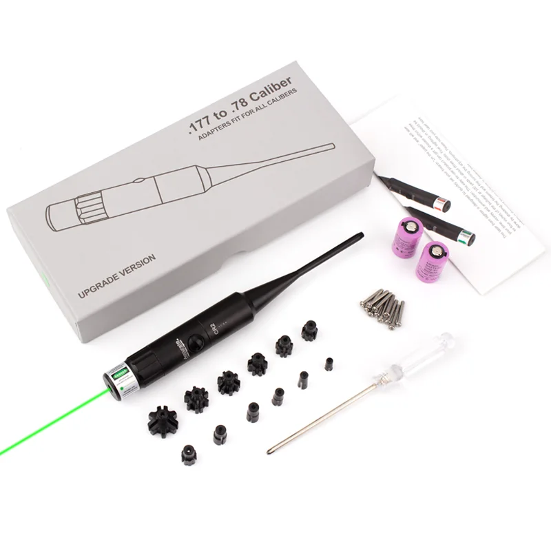 

Universal Green Laser Bore Sight fit .177 to .78 Caliber with 20 Adapters Universal BoreSighter