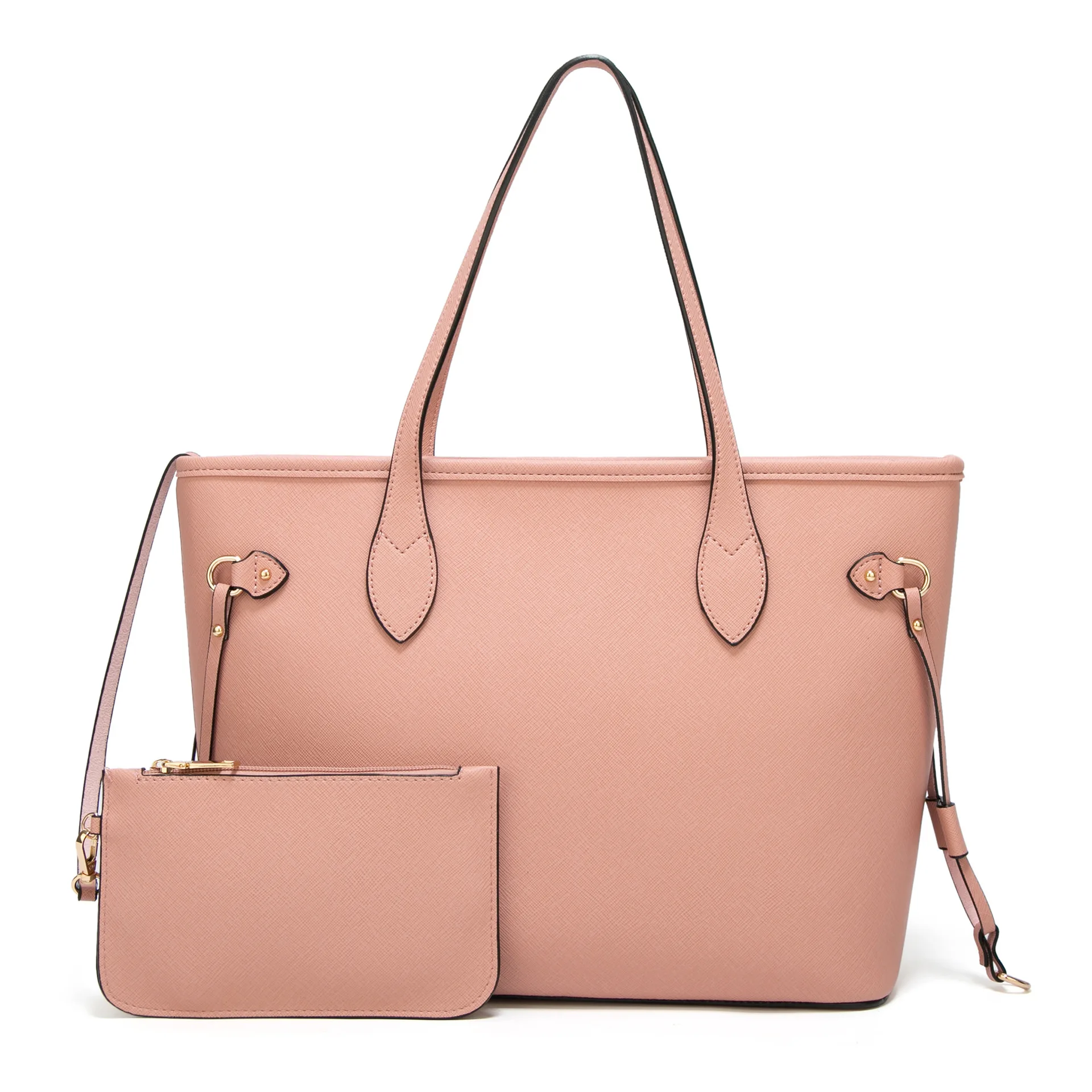 

2020 designer luxury ladies oem private label pure pink pu leather bags women purse handbags set for women leather, Customized