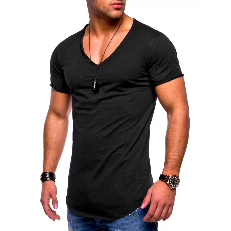 

Custom Logo Men's Casual Sports V Neck Blank T Shirts
