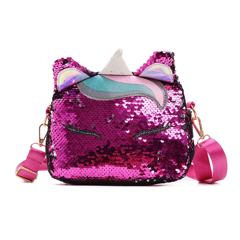 

Wholesale custom children's sequined unicorn cross-body bag blinking unicorn cartoon kid's shoulder bag