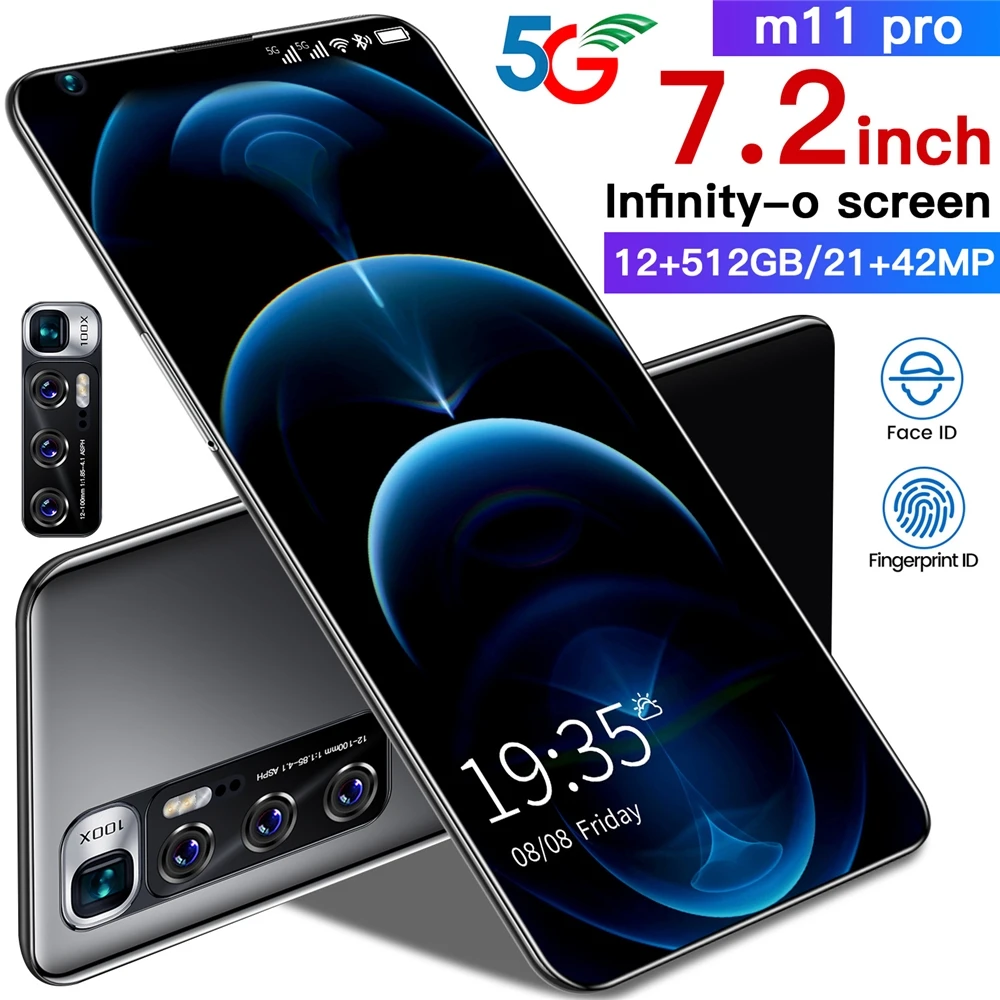 

Dropshipping Smartphone M11 Pro 12GB+512GB 7.3 Inch Supports Smart Face Recognition Screen Fingerprint Dual SIM Card 4G 5G