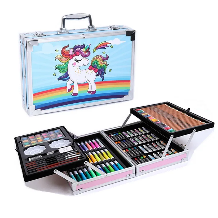 New Upgrade Large Volume Painting Art Kits Colored Pens Crayons Gouache Painting Tool Set Stationery Gifts for Kids