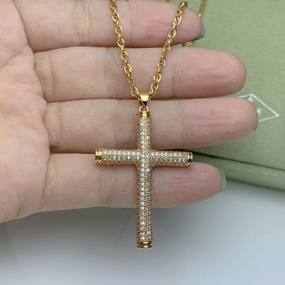 

Stainless Steel Chain Zircon Cross Necklace For Women Fashion Pendant Necklaces 2021 Female Jewelry Gifts