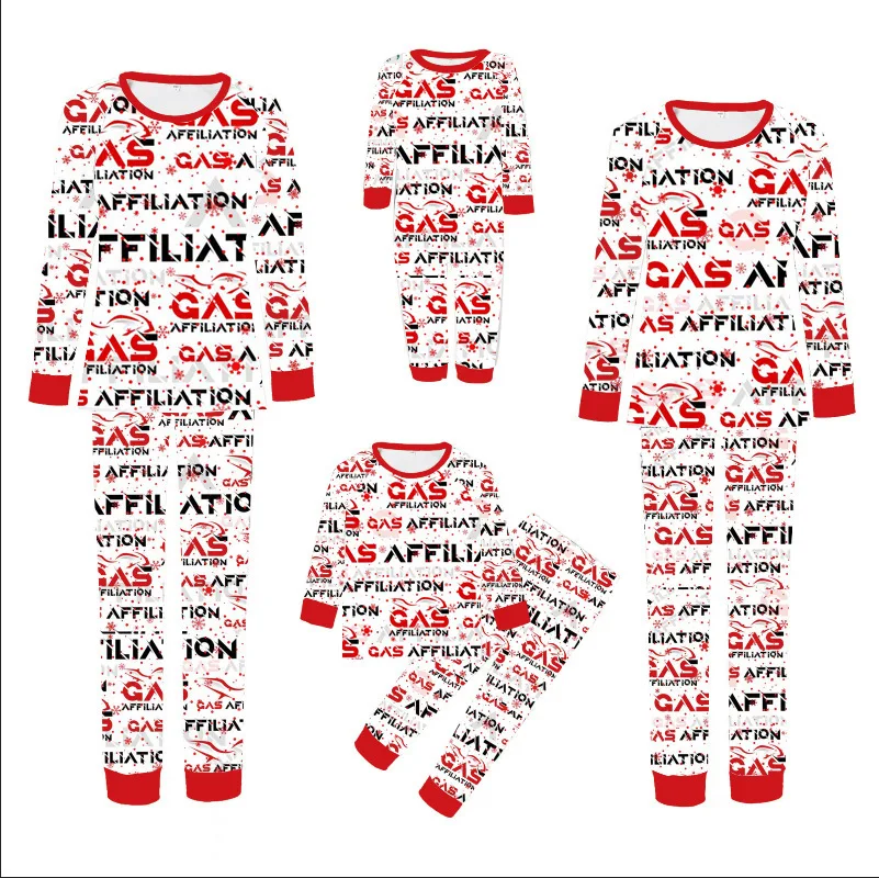 New Christmas English Letter Printing Family Dress Long Sleeve Trousers Home Dress Pajamas Sets