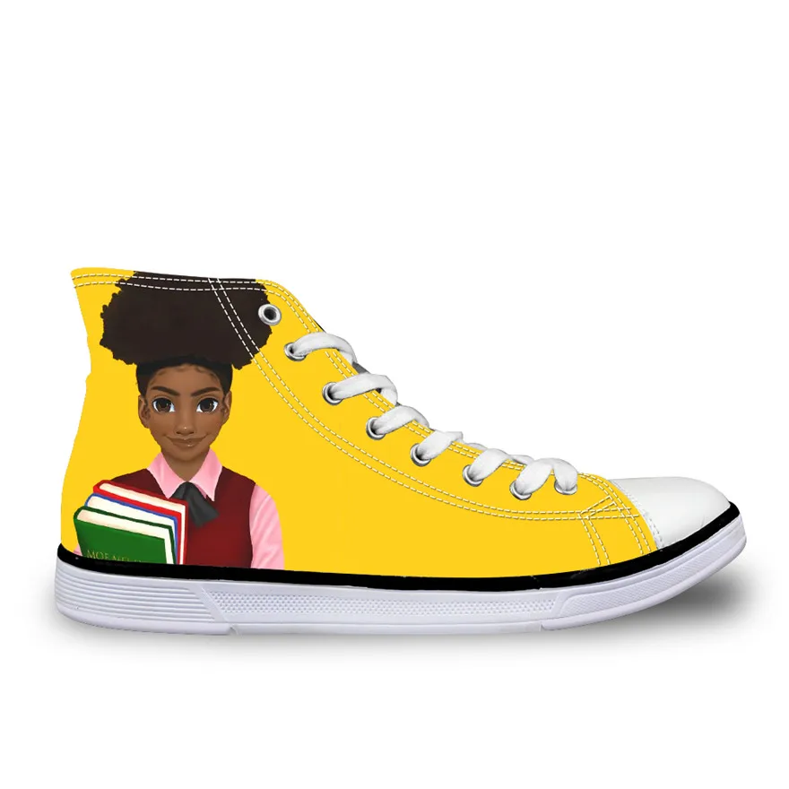 

Custom Children's Casual Shoes Black Girl Magic African Printing Canvas Boy Girls High-top Shoe Sneakers children shoes
