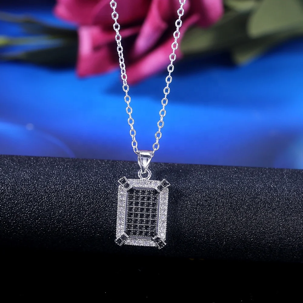 

Long Square Zirconia Necklace New Fashion Square Zirconia Necklace For Women Men Chain Necklace Jewelry