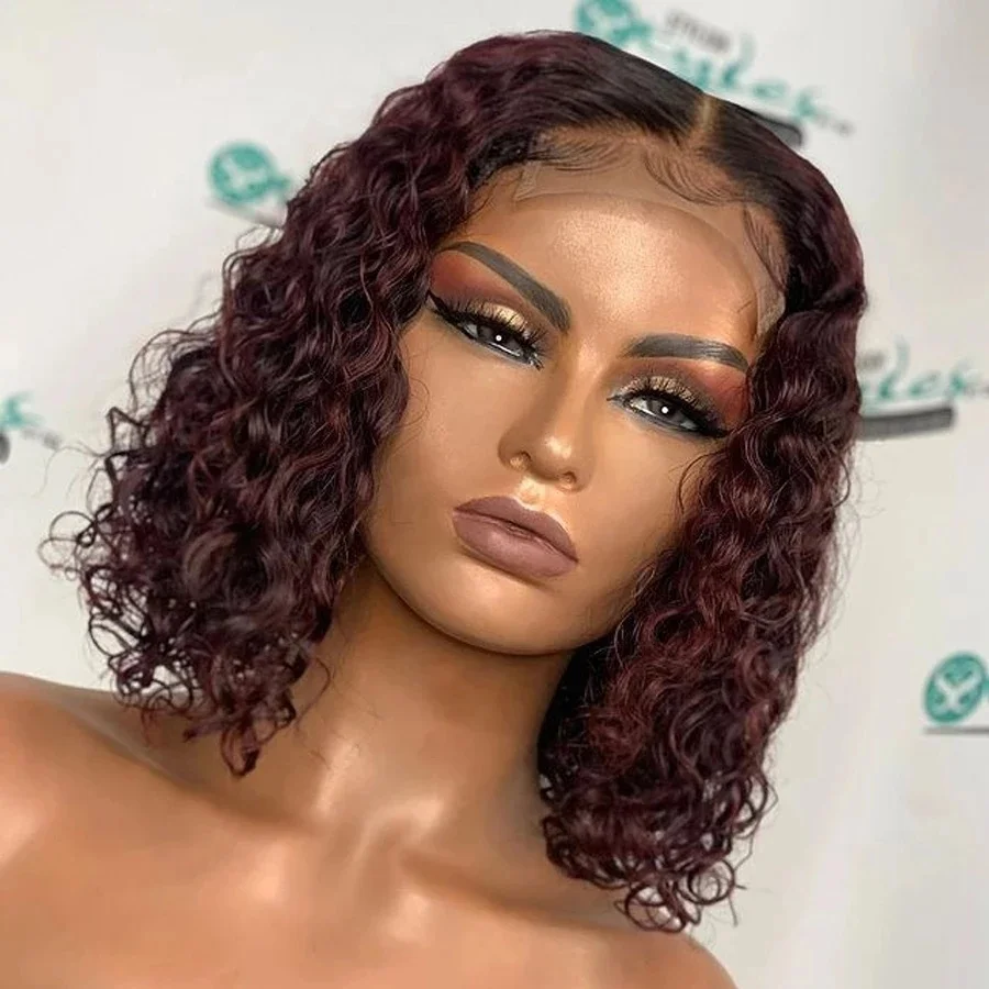 

Red 99J Kinky Curly 360 Lace Frontal Wig 180% Density Brazilian Virgin Hair 360 Lace Band Human Hair Wigs For Black Women, Natural color human hair wig