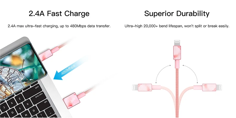 iFory MFi Lightning Braided Nylon Data Charging Cable Seasonal Colors - ANKUX.COM
