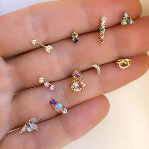 

wholesale bling mini stud earrings 5 pairs per set crystal earrings set