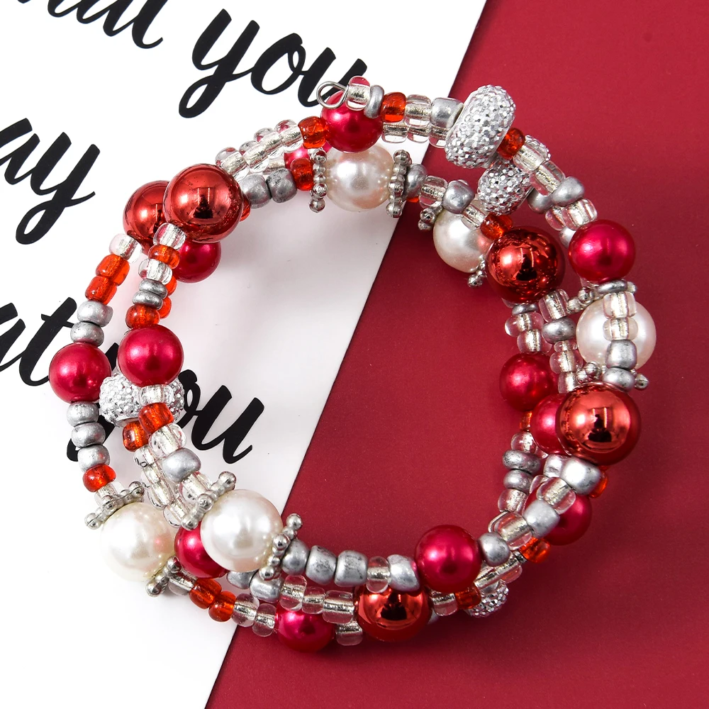 

Veijer Women Luxury Bracelet Jewelry Luxury Christmas Style Acrylic Bangle Women Red Bracelet, Multi