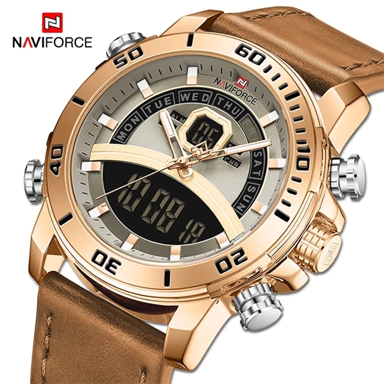 

NAVIFORCE Watch Men 2020 Military Luminous Digital Quartz Wristwatch Male Luxury Gold 3ATM Waterproof Clock