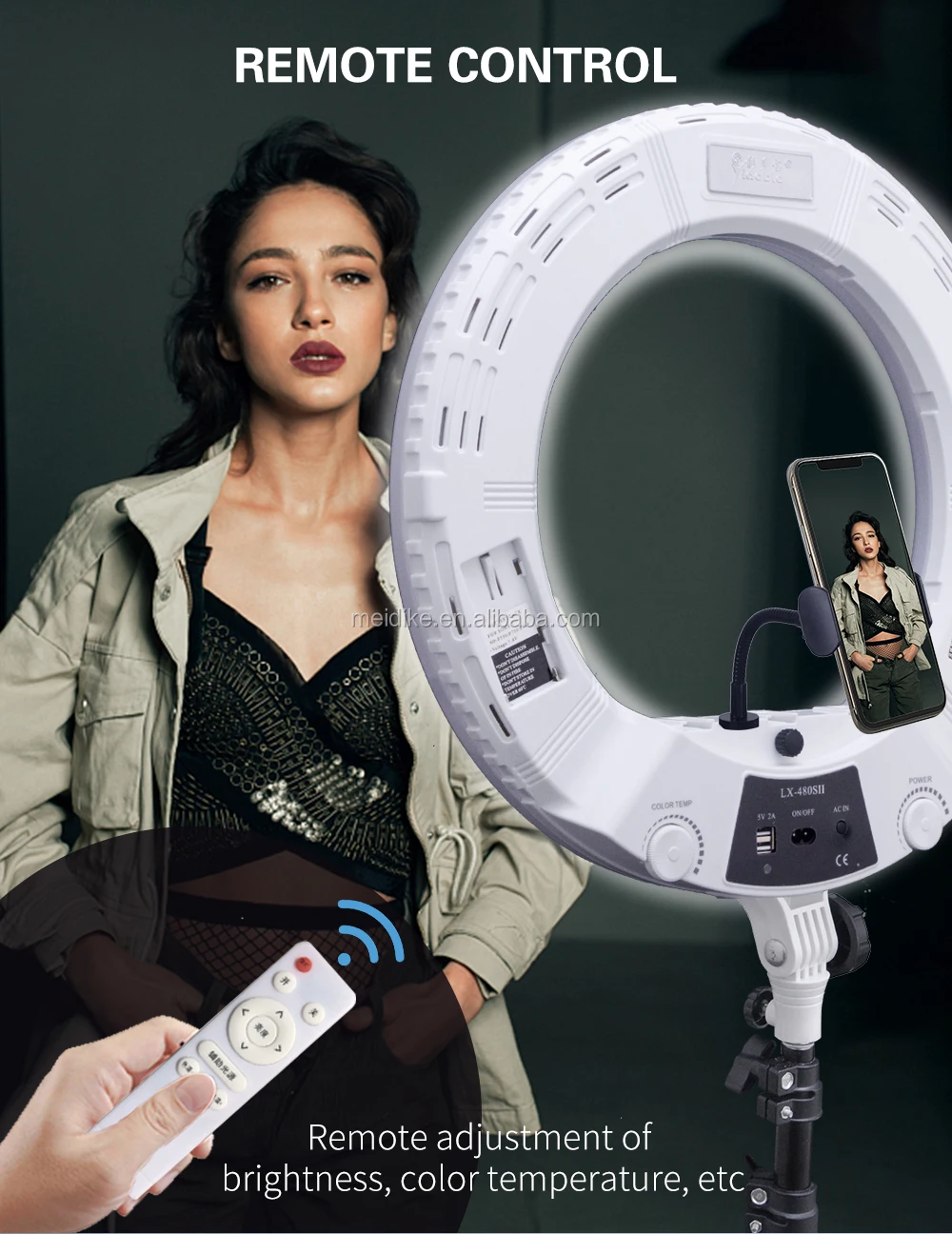 Tik tok video ring light 18 inch with foldable tripod stand for selfie LX-480S