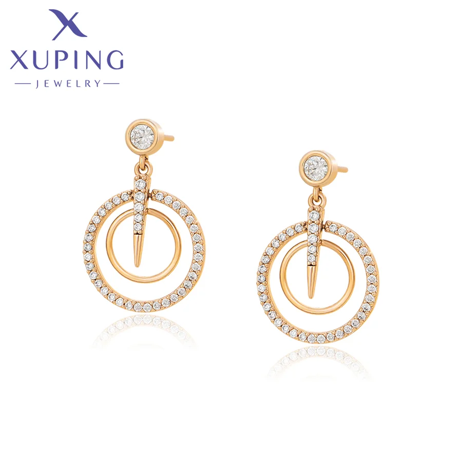 

S00079088 Xuping Jewelry Luxury Fashion Jewelry Earrings Exquisite Circle Style 18K Gold Color Diamond Charming Women Earrings