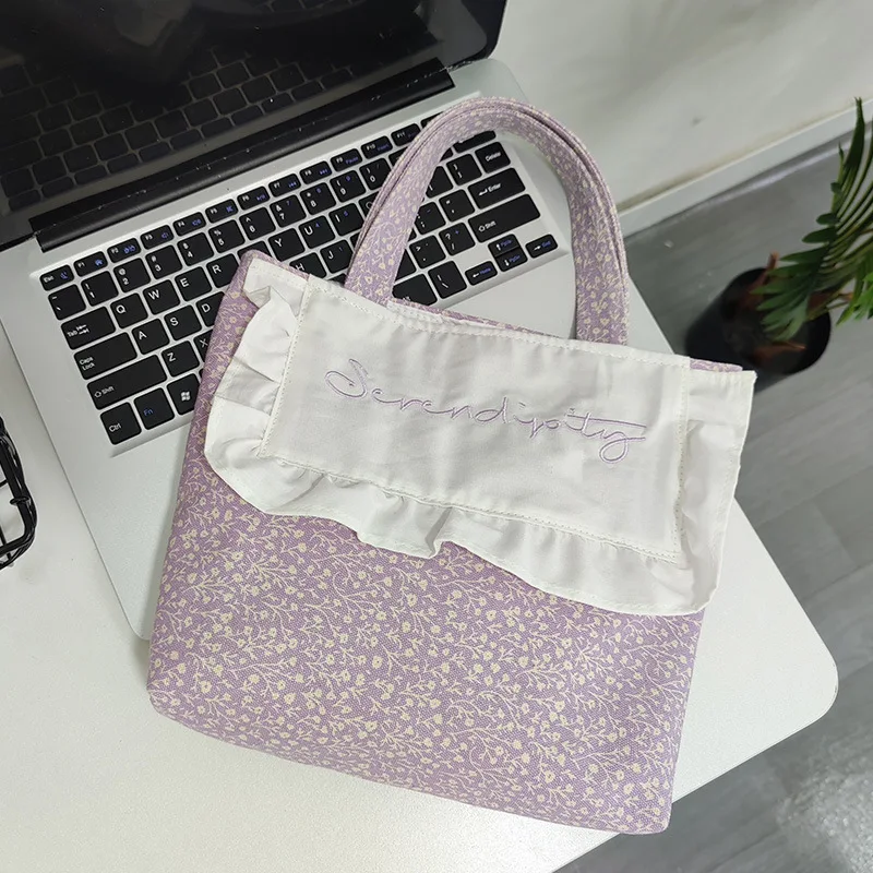 

HB071 Spring summer new style floral sweet ladies flower small polyester tote bags mini kids girls cute handbags