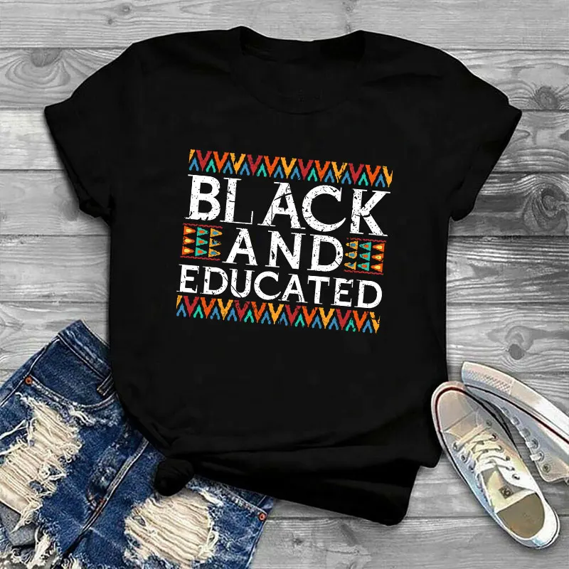 

New Arrivals 2021 Clothing Black And Educated T-Shirt BAE Shirt Women t shirts Custom Logo Printing