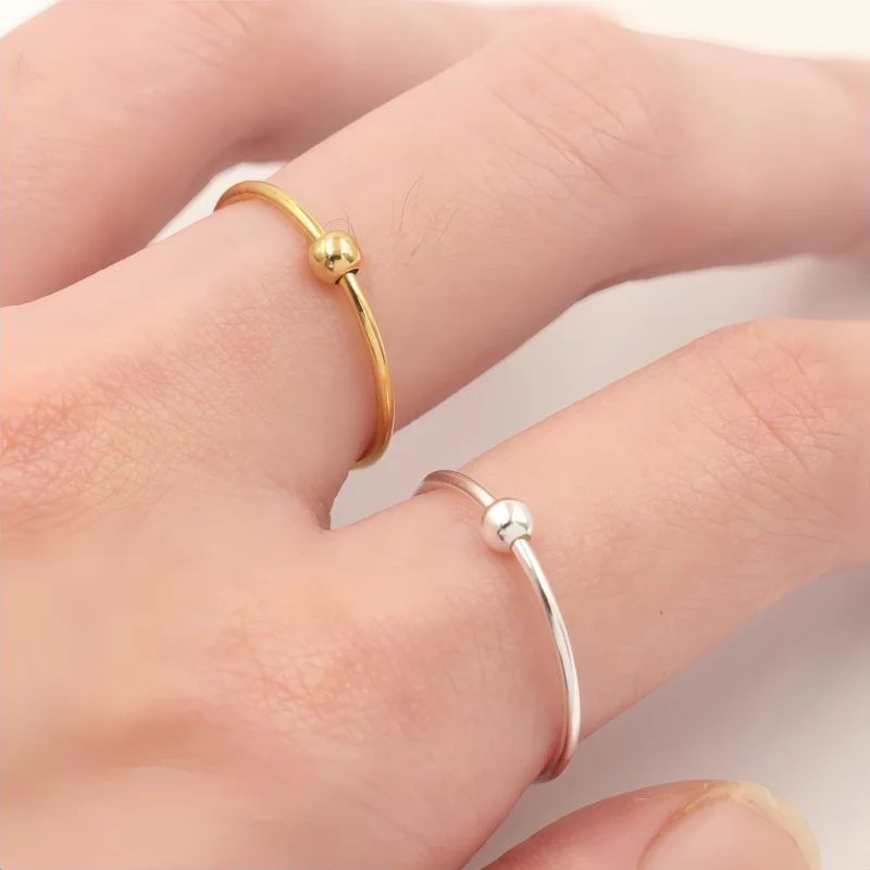 Fashion Gold Filled 1.0mm Spinner Rings with 3mm Bead for Jewelry Women