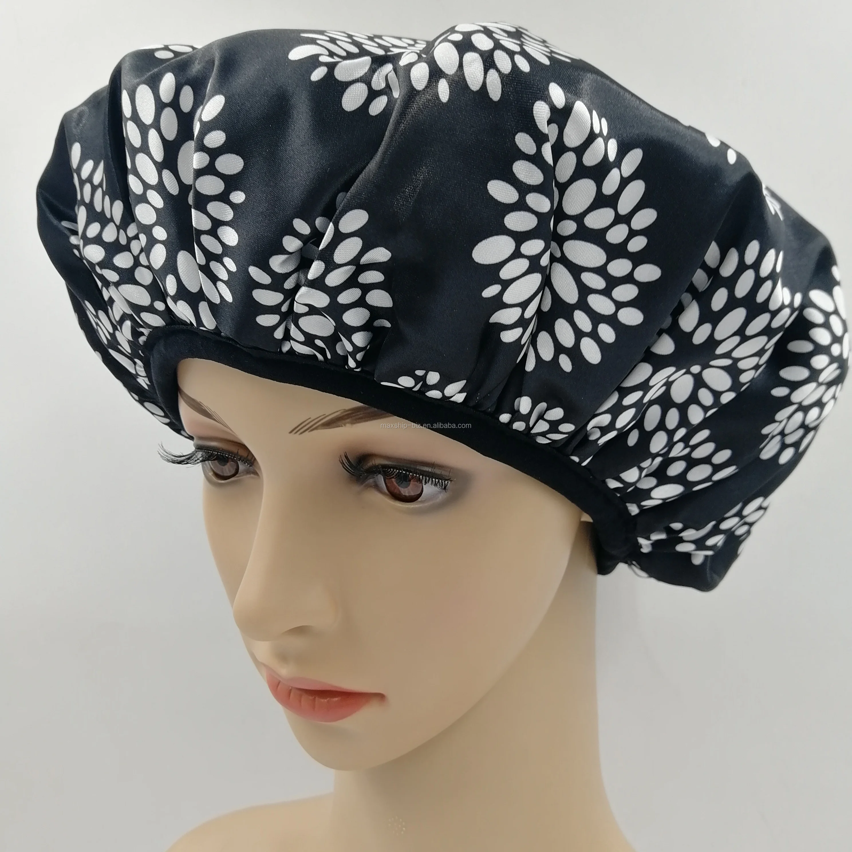 Women's Triple Layers Waterproof Shower Cap With Terry Cloth Lining