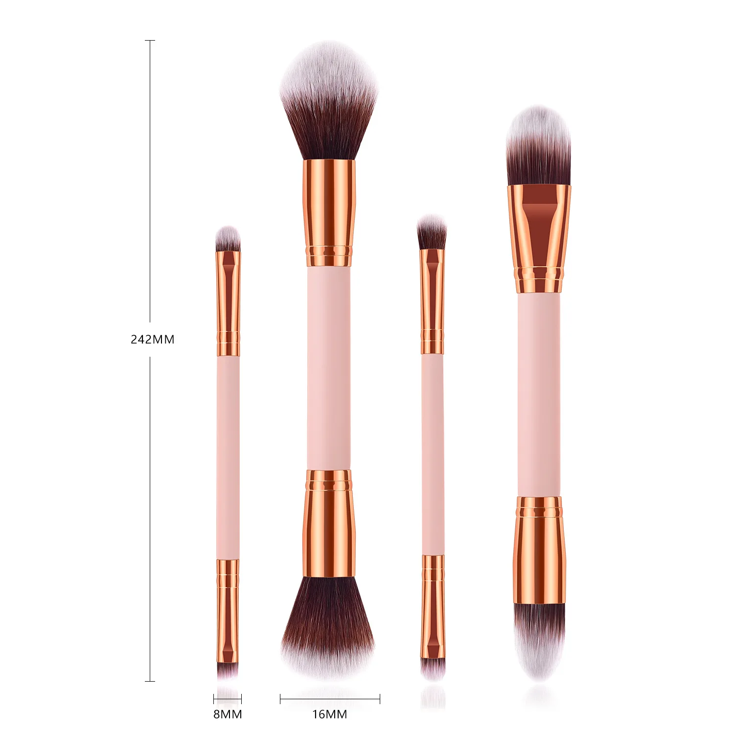 

HZM 4Pcs Customized pink double head hair make up brush set make up tools docolor vegan makeup brush set face makeup brushes