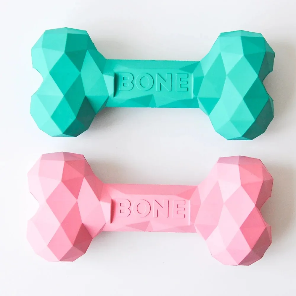 

Durable rubber bone shape dog chew toys cute Silicone pet dog toy, 2 colors