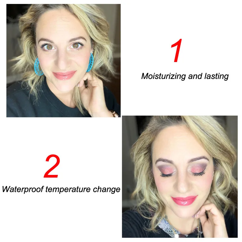 CmaaDU color changing lip glaze magic temperature color change lip gloss moisturizing long lasting lip oil liquid lipstick