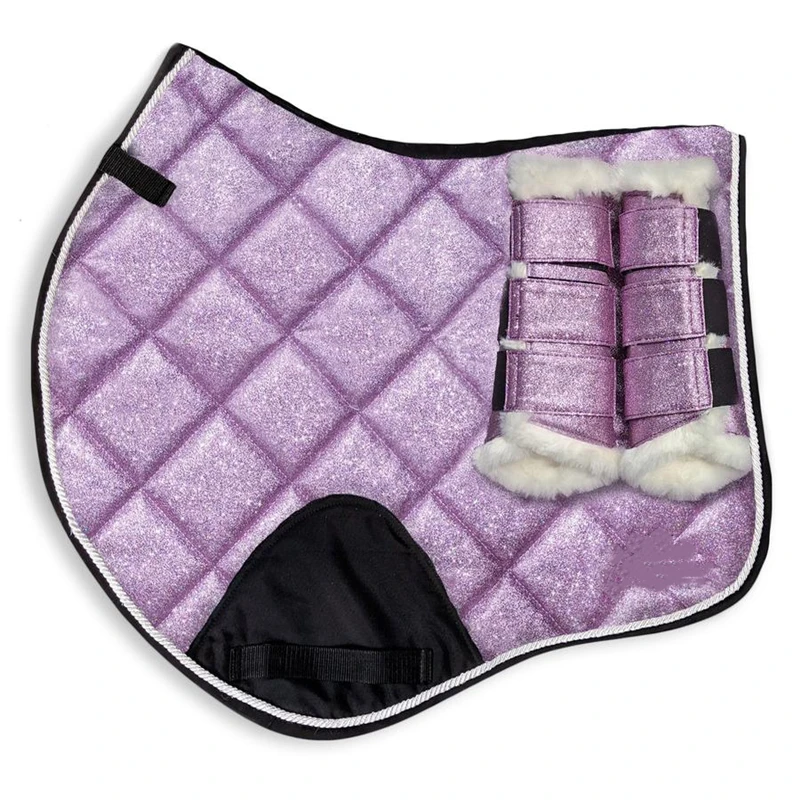 

Best Selling Polycotton Equestrian Bareback Jumping Performance Equipment Glitter Sparkled Saddle Pad Set for Horse Riding Show, Customized color