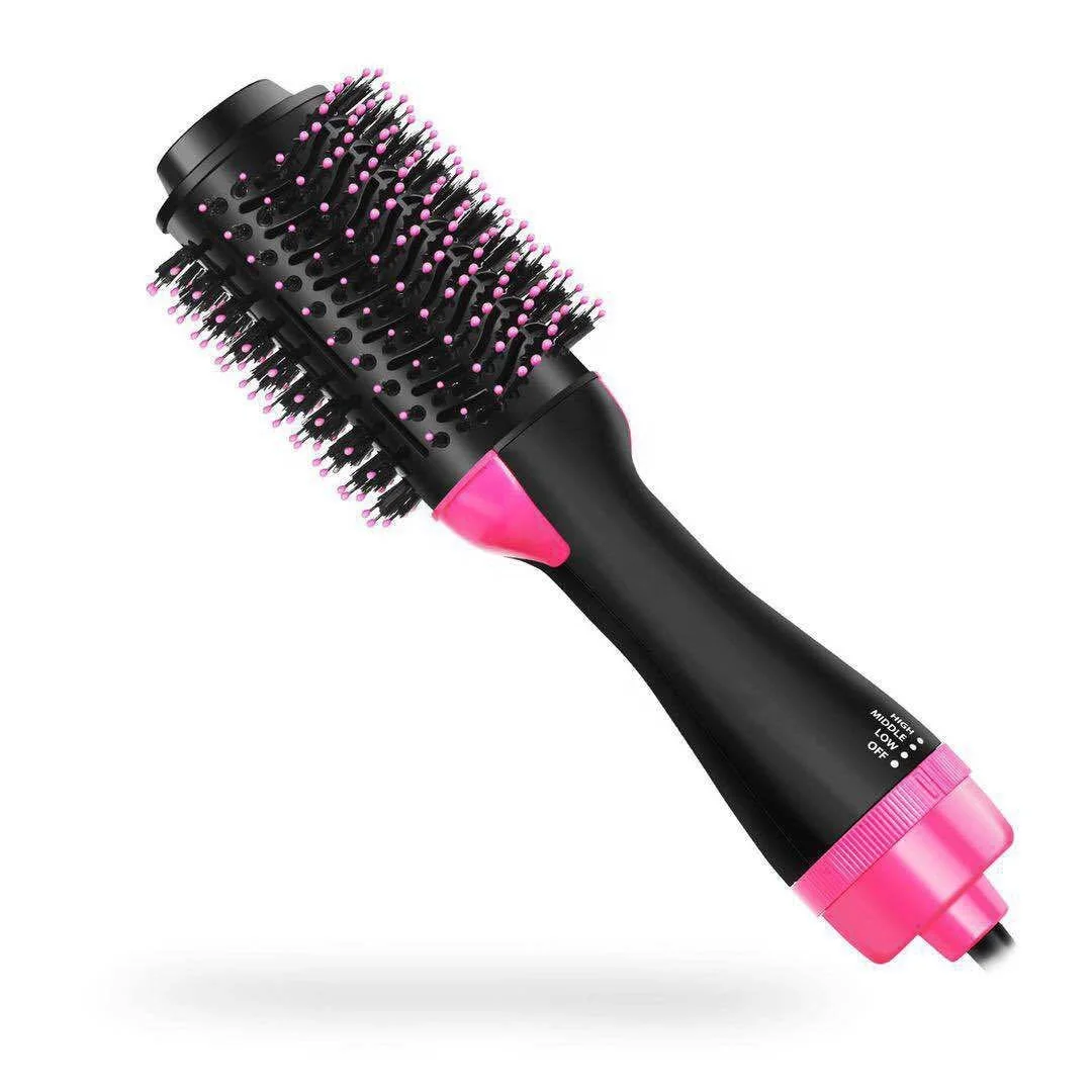 

Best selling Hair dryer One Step Hair Straightener Hair Curler Brush 2 in 1 Brush Blow Dryer Style for Woman Hot Air Brush, Pink black/golden black