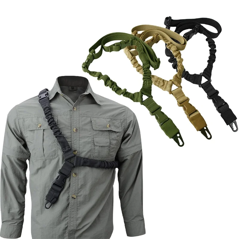 

Tactical Gun Sling Belt Single Point 1000D Heavy Duty Mount Bungee Military Rifle Sling Kit Airsoft Strap, Green,black,tan