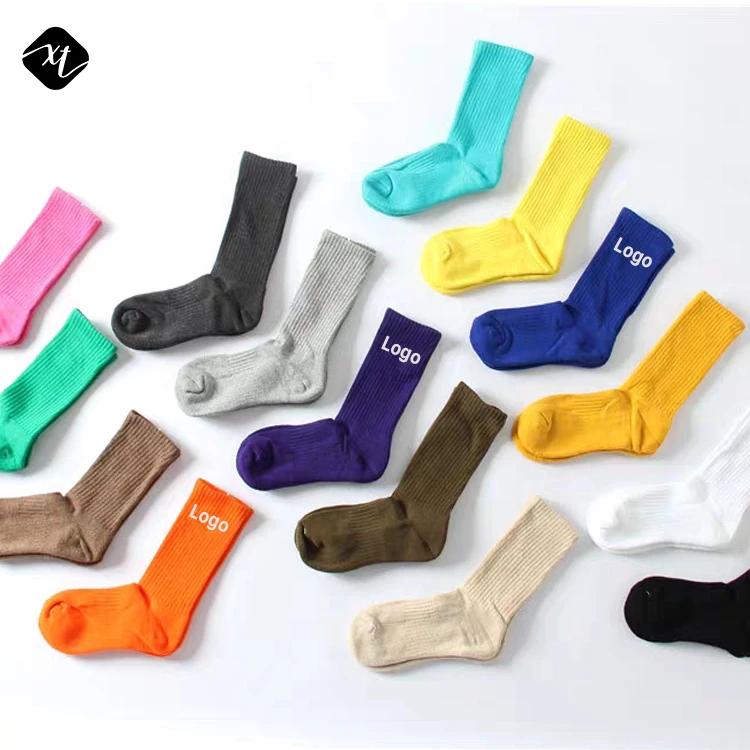 

coloured comfortable cushioned casual solid men's women unisex terry custom logo cotton crew socks, Custom color