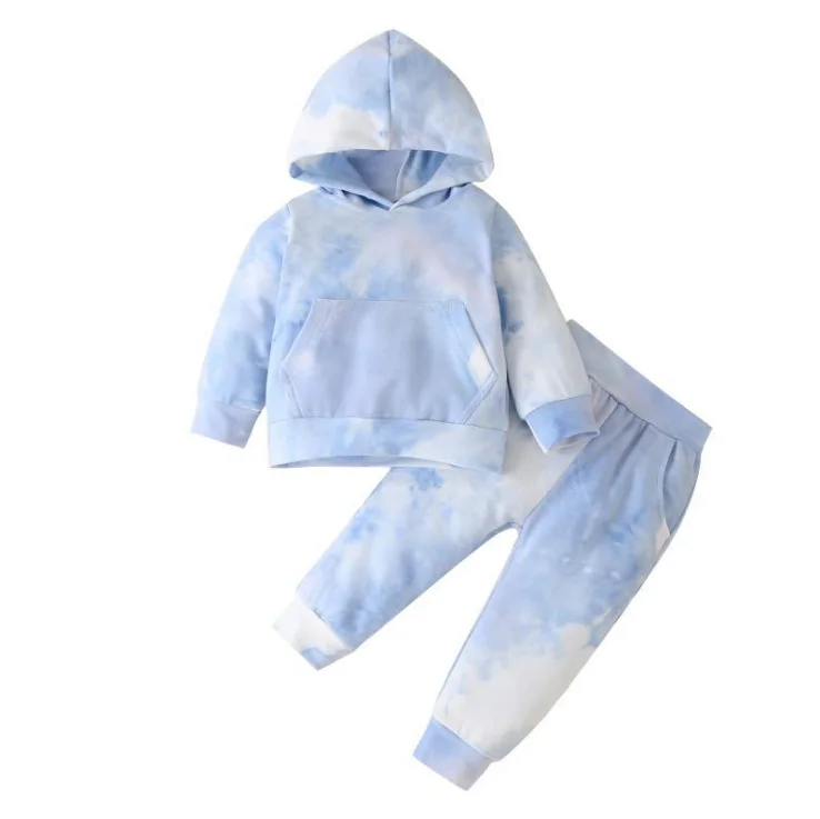 

Newborn Infant Baby Hoodies Boys Girls Clothes Sets Long Sleeve Rainbow Tie Dye Print Children Tracksuits Suit
