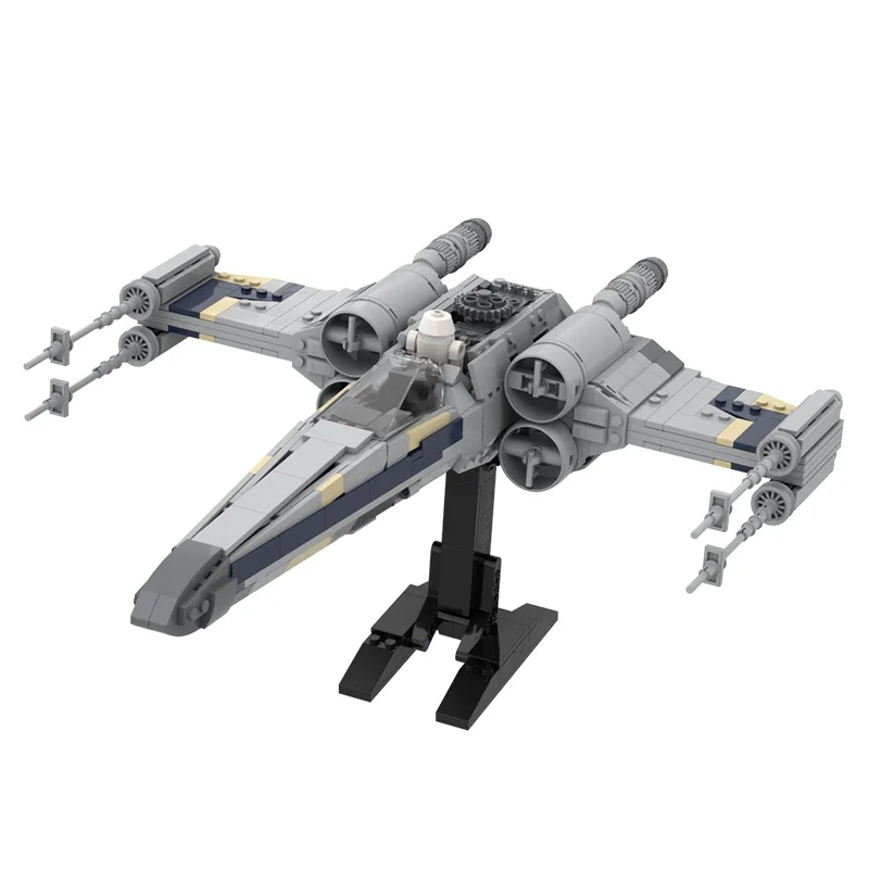 

Buildmoc EXS-wing Starfighter Minifig Scale Star Space Wars Fighter Jet Republic Building Blocks Bricks Star Fighter, Mix color