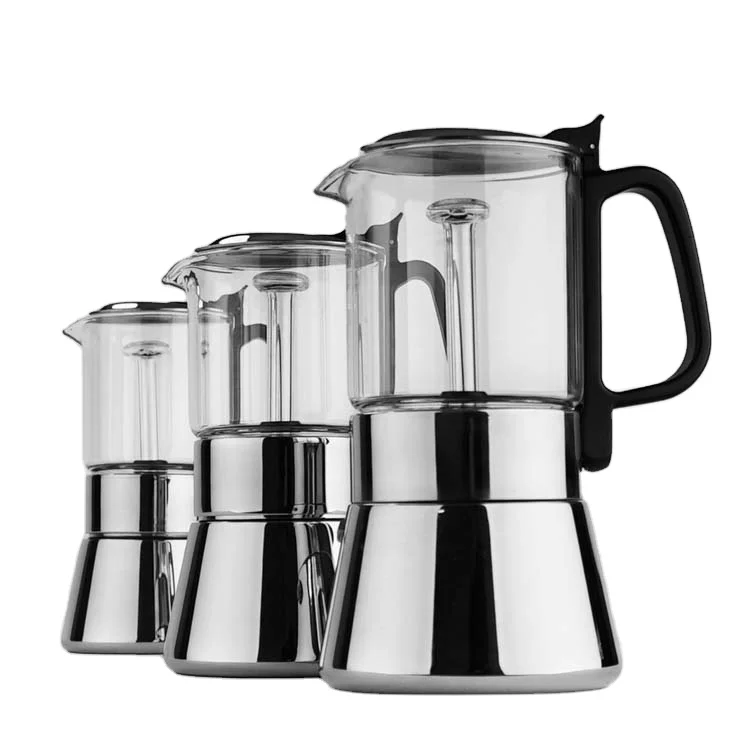 

High Quality Stainless Steel Espresso Electric Coffee Maker Moka Pot Logo
